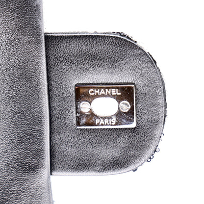 Chanel Sequin Medium Single Flap Silver Black 7 of 11