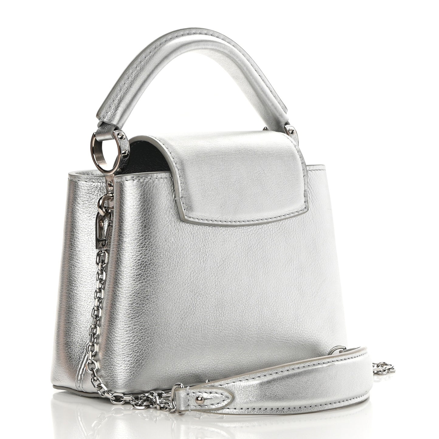 Metallic Calfskin Mini Capucines Silver