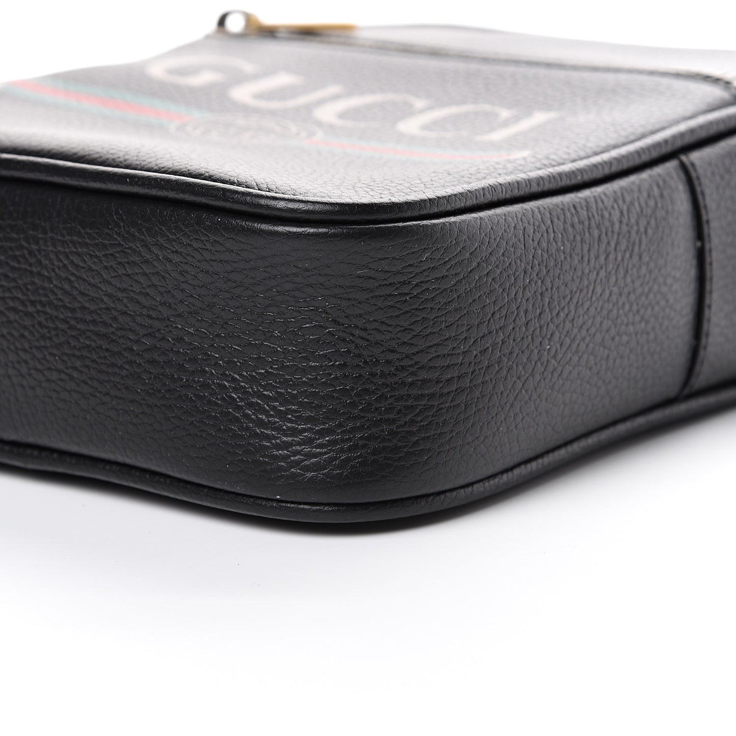 Grained Calfskin Logo Messenger Bag Black