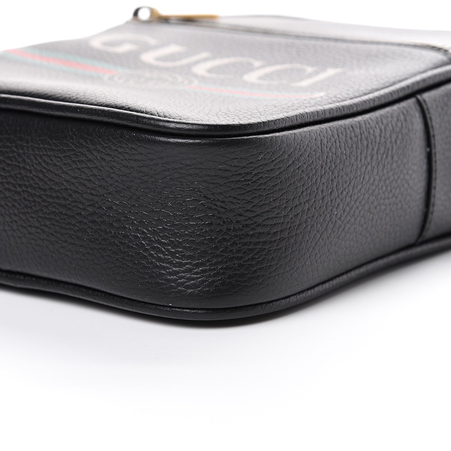 Gucci Grained Calfskin Logo Messenger Bag Black 10 of 12
