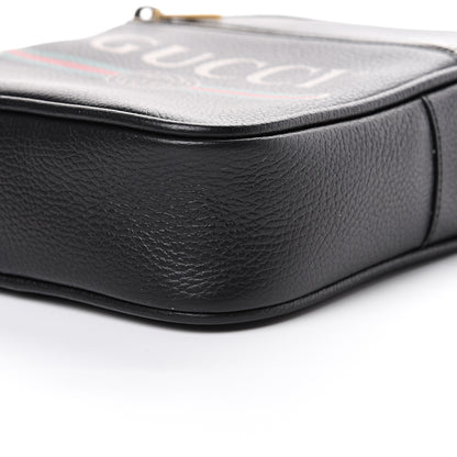Gucci Grained Calfskin Logo Messenger Bag Black 10 of 12