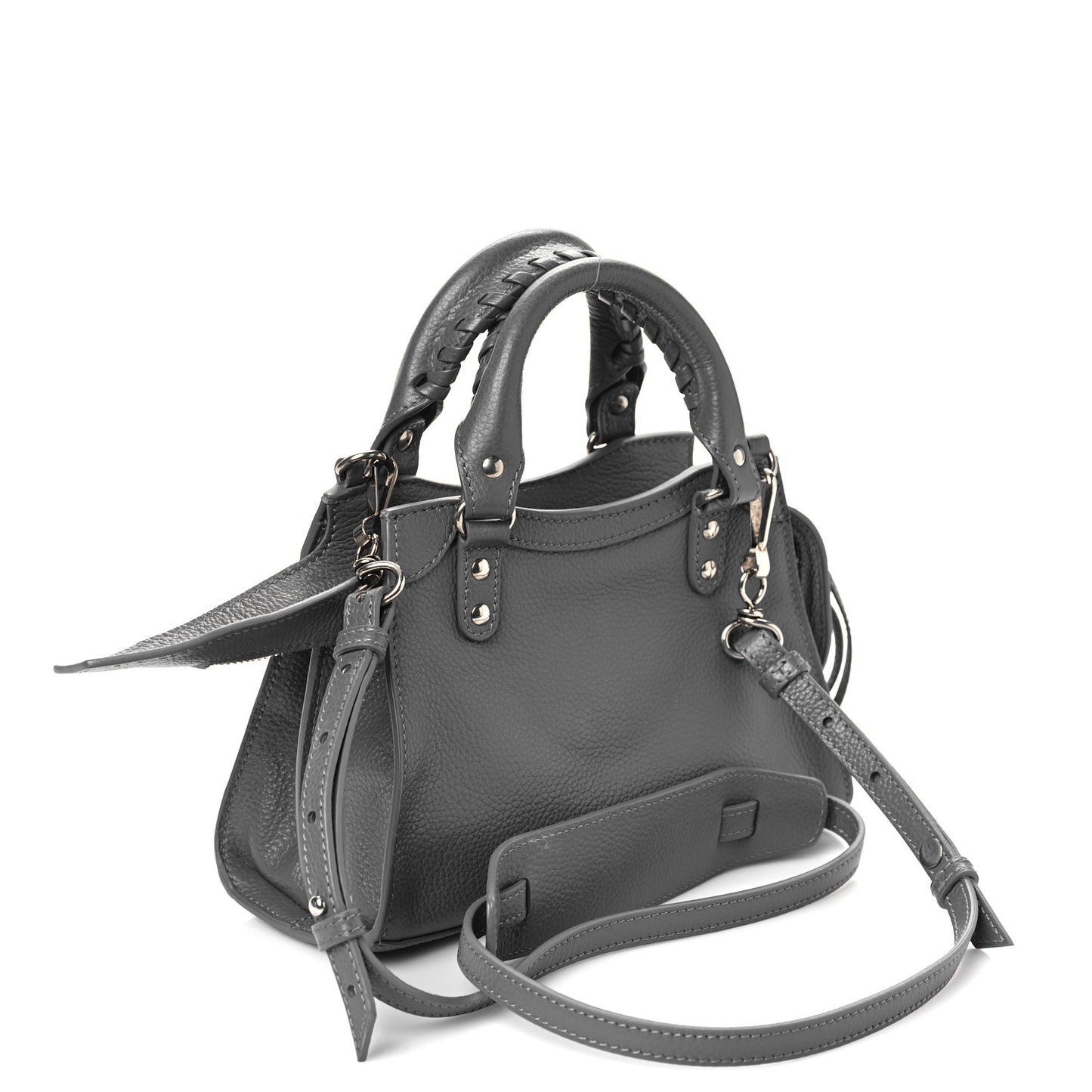 Grained Calfskin Neo Classic Silver Hardware Mini City Dark Grey