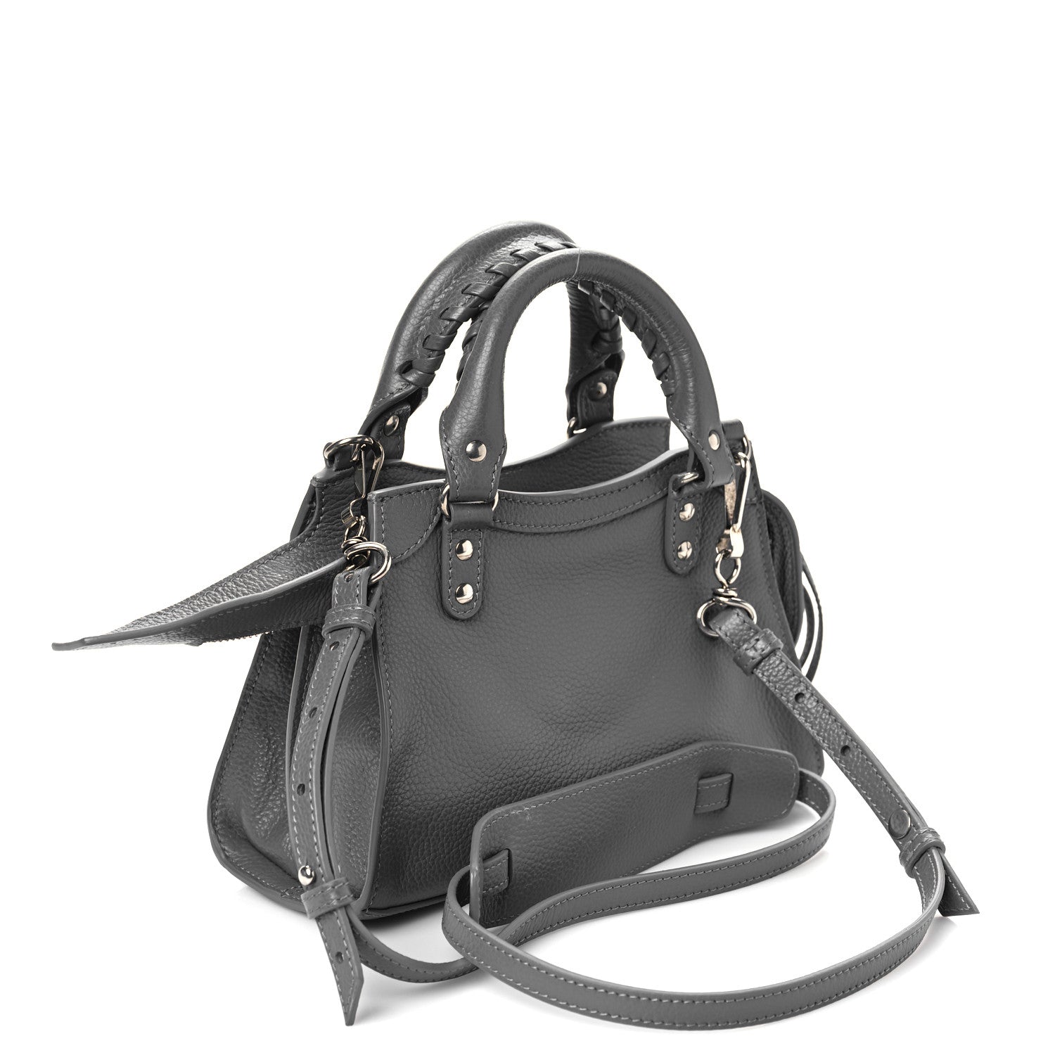 Balenciaga Grained Calfskin Neo Classic Silver Hardware Mini City Dark Grey 3 of 8