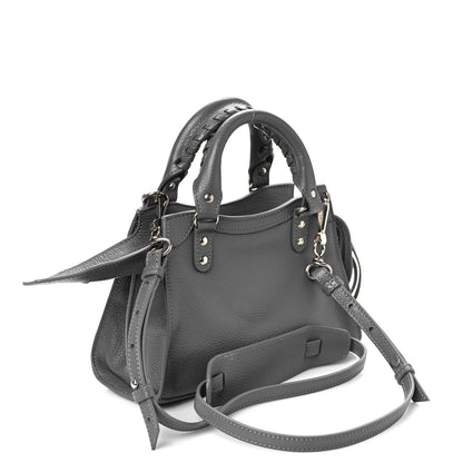 Balenciaga Grained Calfskin Neo Classic Silver Hardware Mini City Dark Grey 3 of 8