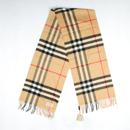 Burberry Cashmere Giant Check Fringe Scarf Camel 3 of 4