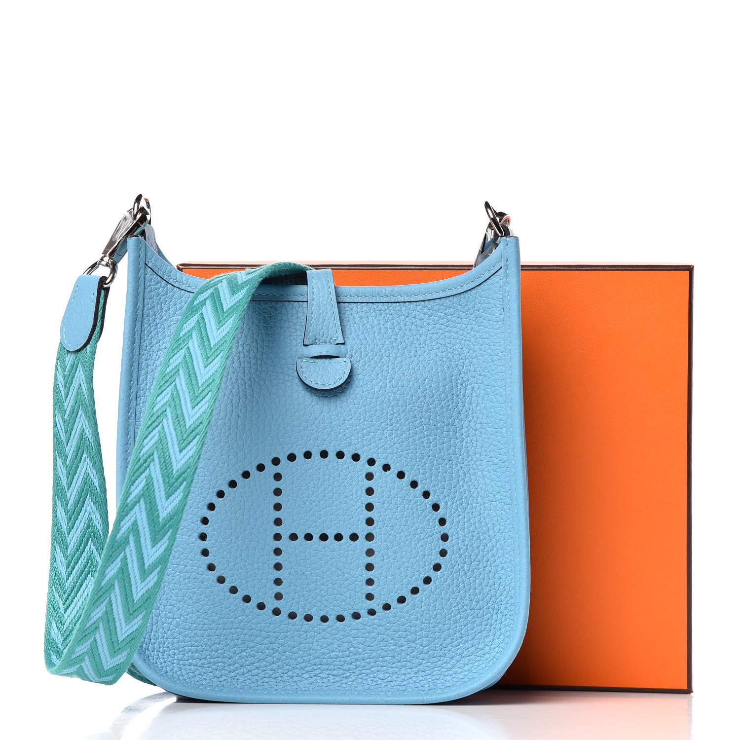 Hermes Taurillon Clemence Amazone Evelyne TPM Bleu Du Nord Vert Verone 11 of 11