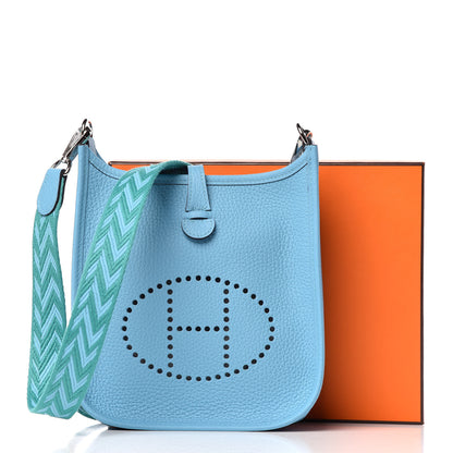 Hermes Taurillon Clemence Amazone Evelyne TPM Bleu Du Nord Vert Verone 11 of 11