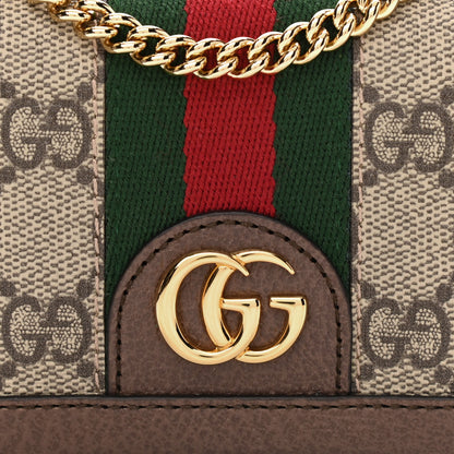 Gucci GG Supreme Monogram Web Ophidia Chain Card Case Wallet Beige New Acero 8 of 11