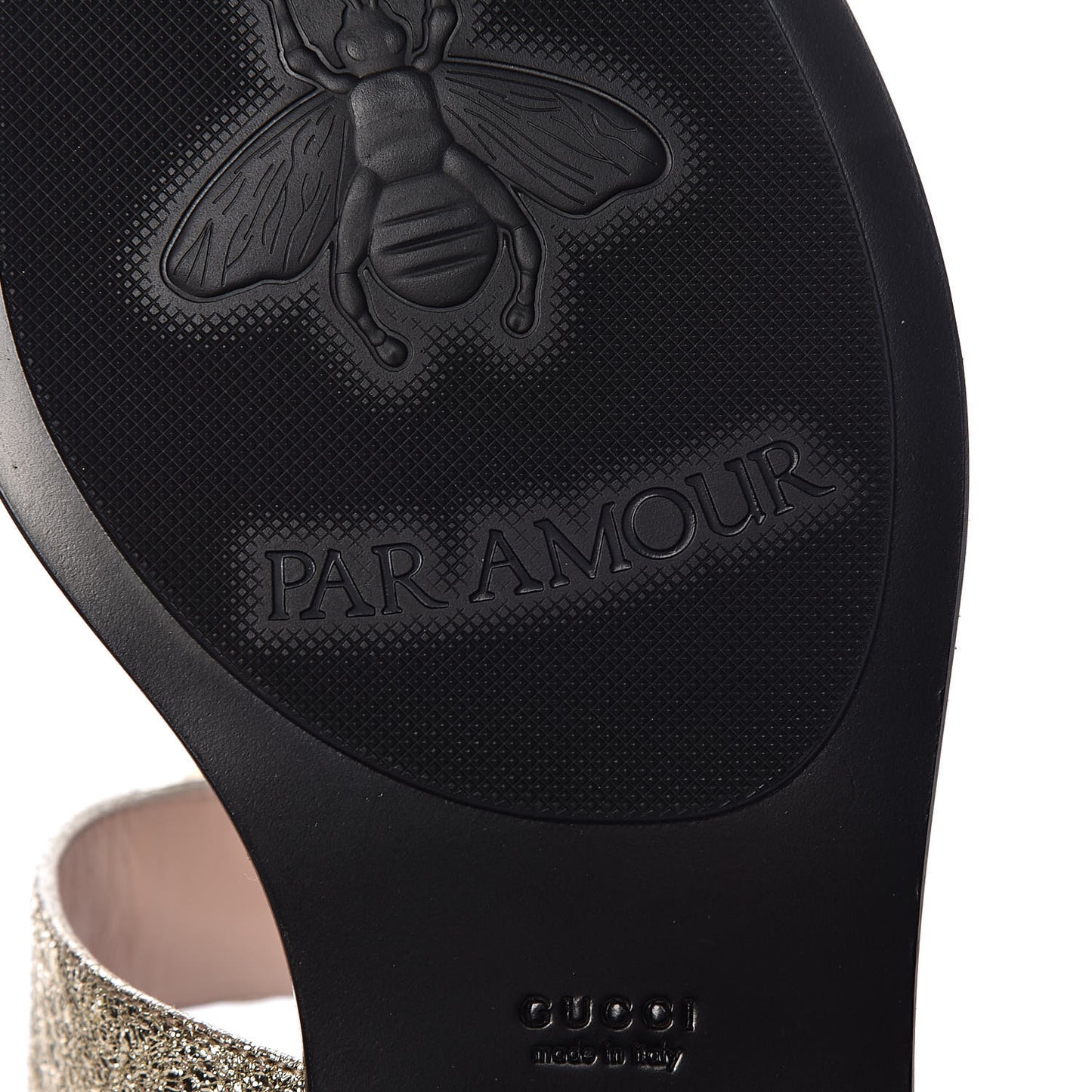 Metallic Calfskin Double G Thong Sandals 39.5 Platino