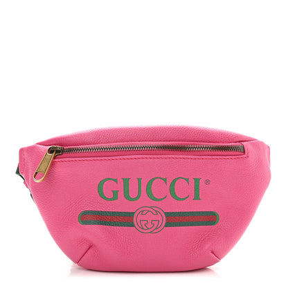 Gucci Grained Calfskin Small Logo Belt Bag Box Pink Green 1 of 9