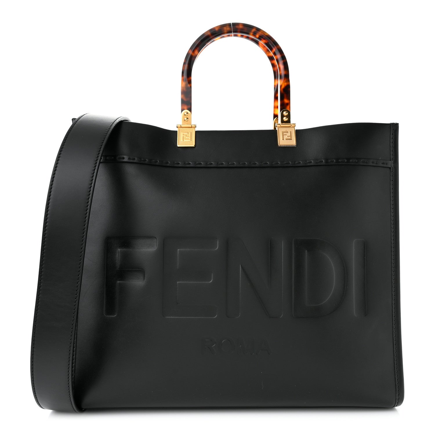 Fendi Vitello King Plexiglass Medium Fendi Sunshine Shopper Tote Black 1 of 9