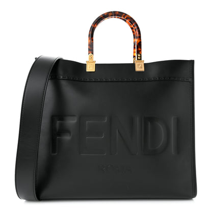 Fendi Vitello King Plexiglass Medium Fendi Sunshine Shopper Tote Black 1 of 9