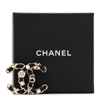 Chanel Lambskin Pearl Strass Sergeant Chanel Brooch Black Gold 4 of 4