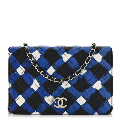 Chanel Printed Lambskin Airlines Wallet On Chain WOC White Blue Black 1 of 13