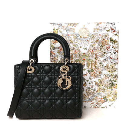 Christian Dior Grained Calfskin Cannage Medium Lady Dior Black 11 of 11