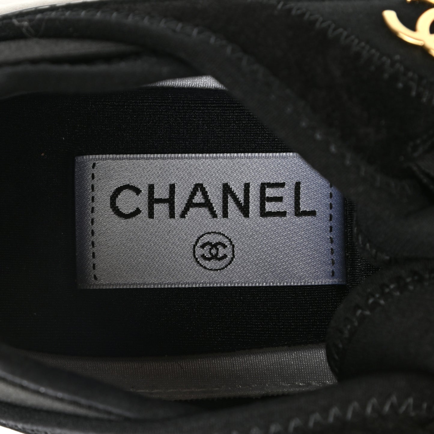 Velvet Calfskin Mixed Fibers CC Sneakers 39.5 Black
