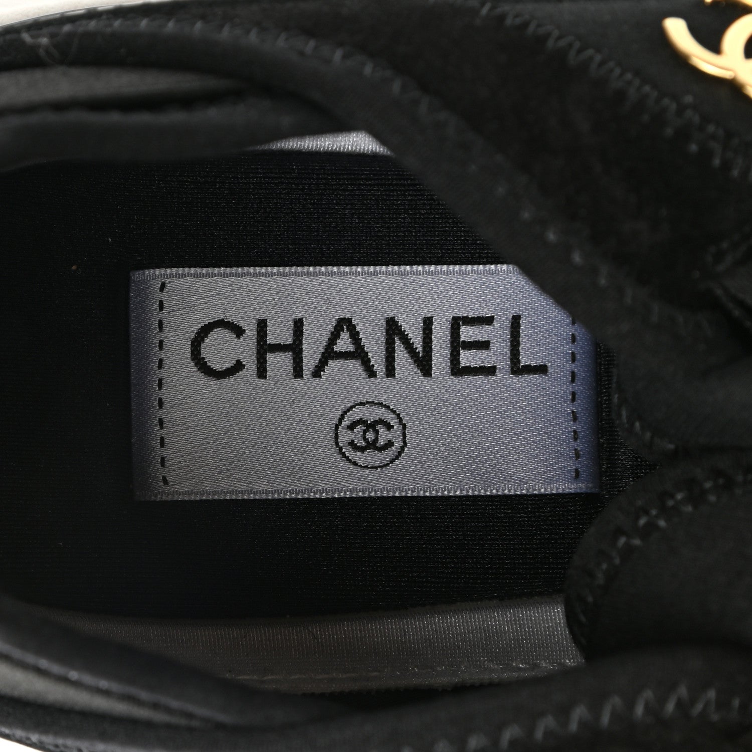 Chanel Velvet Calfskin Mixed Fibers CC Sneakers 39.5 Black 7 of 9