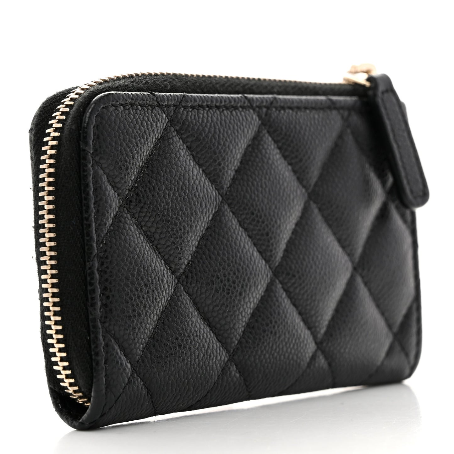 Caviar Quilted Zipped Key Holder Case Black