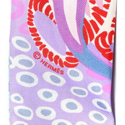 Hermes Silk Under The Waves Twilly Framboise Parme Rouge 3 of 4