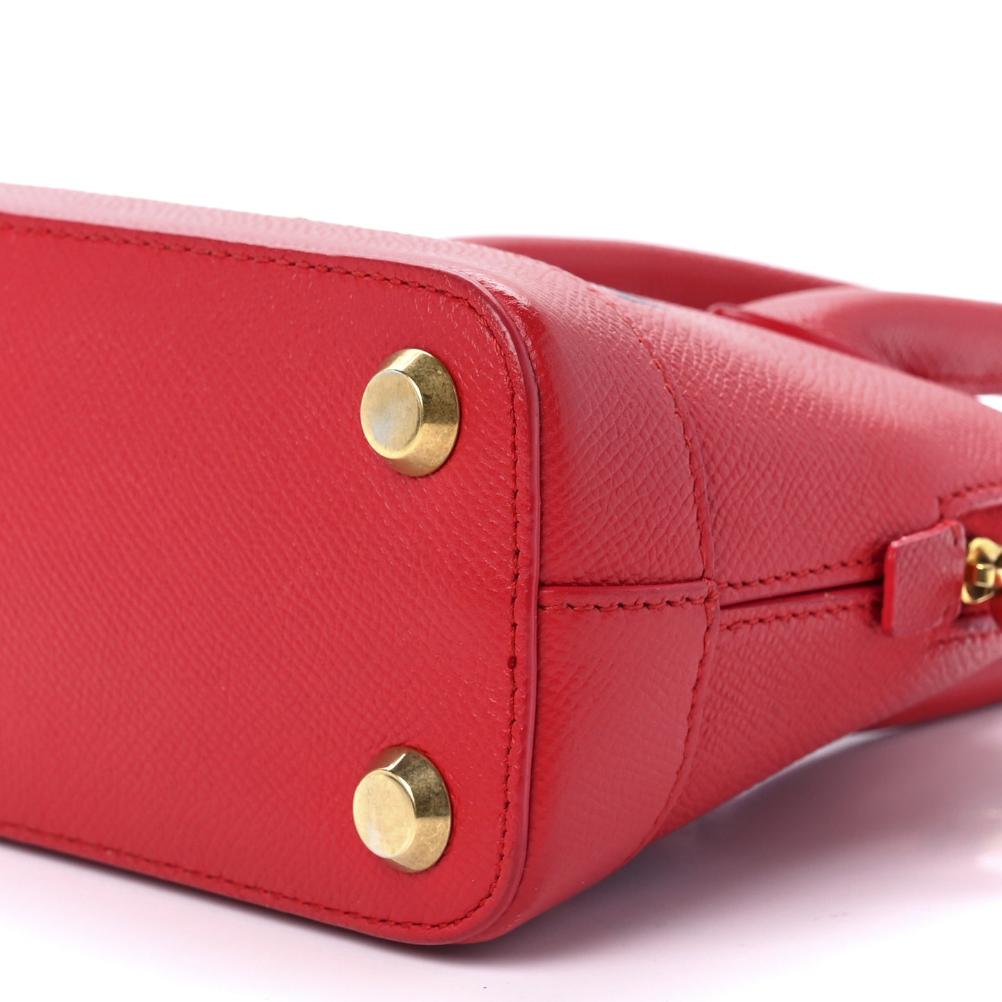 Signature Grained Calfskin Logo XXS Ville Top Handle Bag Rouge Coquelicot Black
