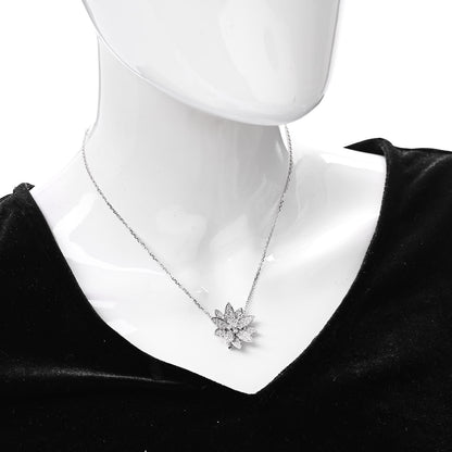 Van Cleef & Arpels 18K White Gold Diamond Medium Lotus Pendant Necklace 2 of 8