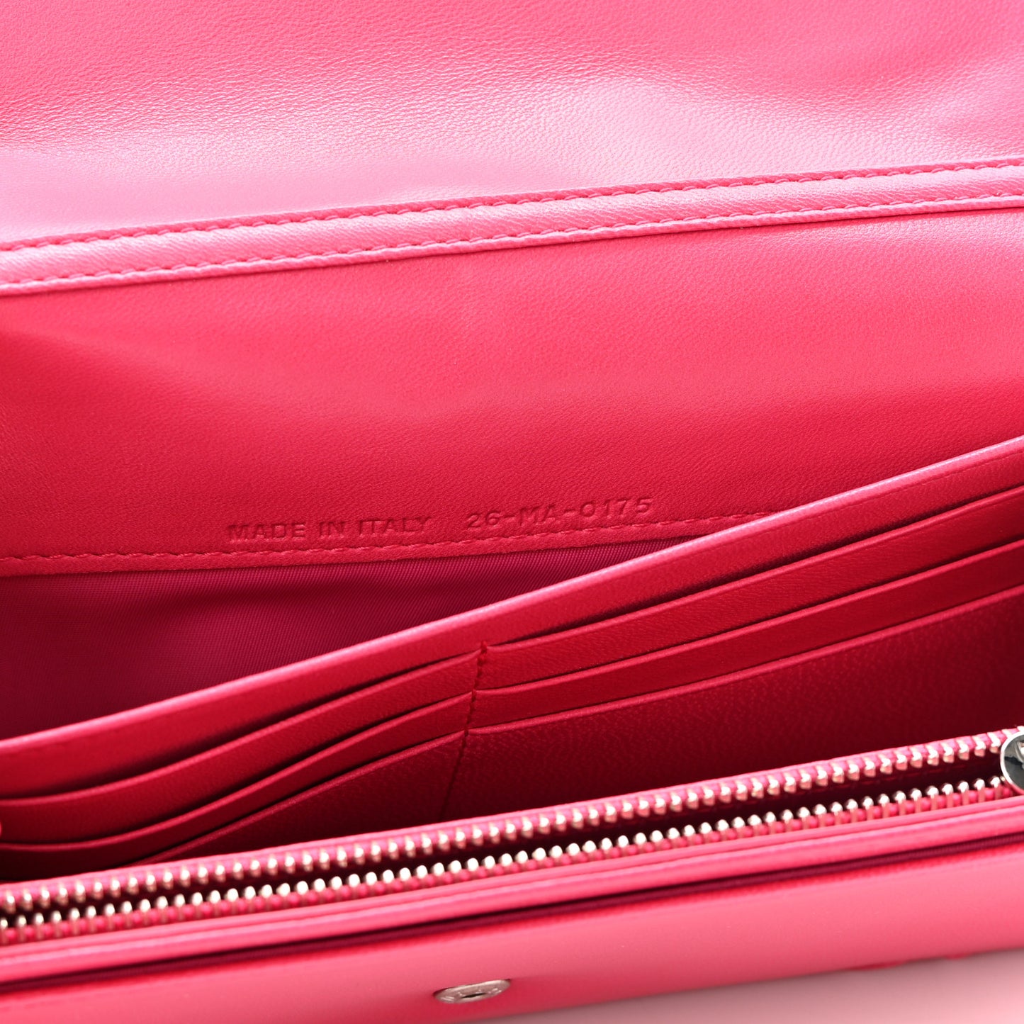 Lambskin Diorama Croisiere Chain Wallet Fuchsia