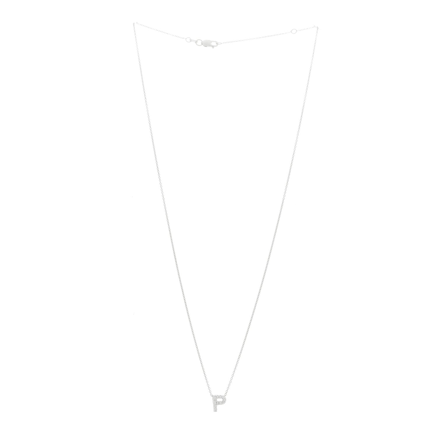 Roberto Coin 18K White Gold Diamond Initial P Pendant Necklace 3 of 6
