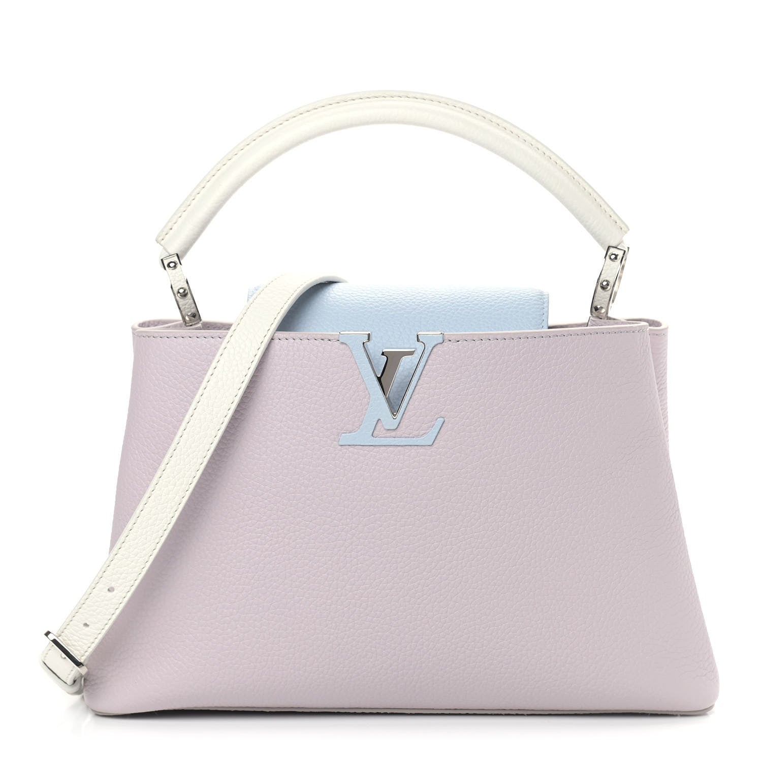 Louis Vuitton Taurillon Capucines PM Brume Olympe Blue White 1 of 8