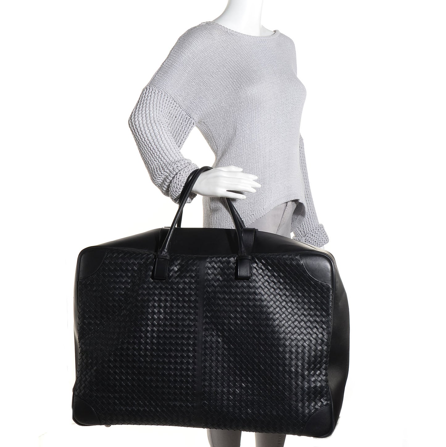 Nappa Intrecciato Luggage Travel Bag Nero Black
