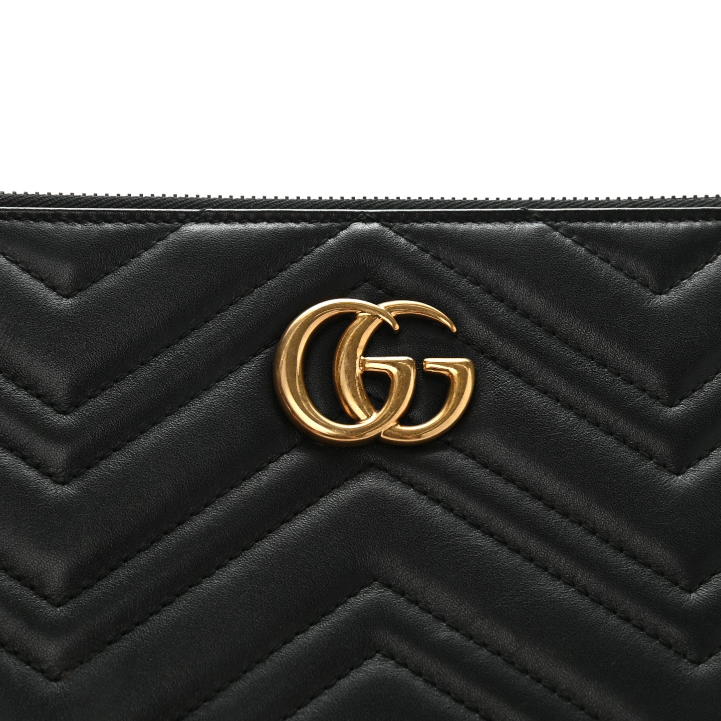 Calfskin Matelasse Large GG Marmont Zip Pouch Black