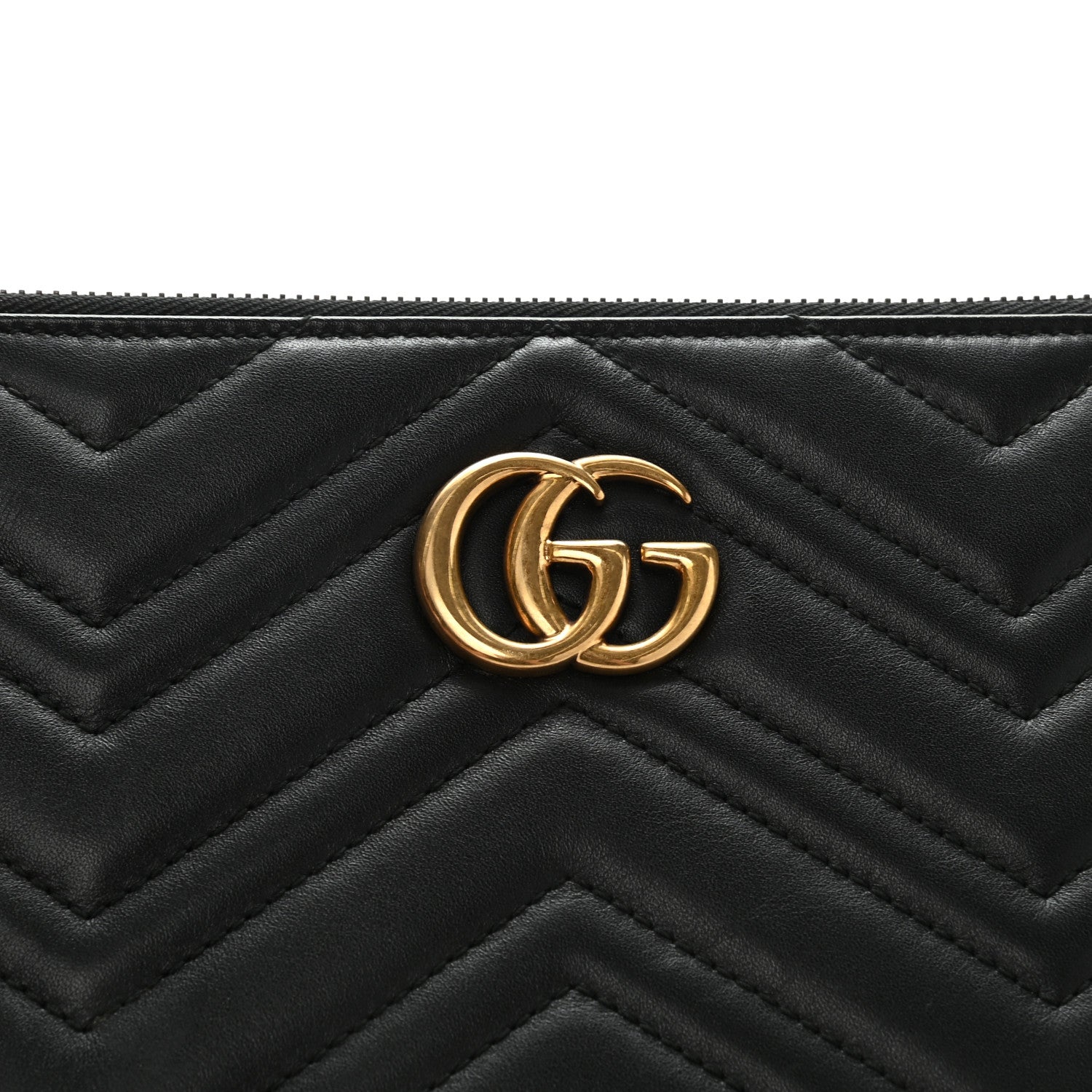 Gucci Calfskin Matelasse Large GG Marmont Zip Pouch Black 9 of 11