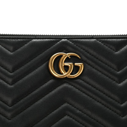 Gucci Calfskin Matelasse Large GG Marmont Zip Pouch Black 9 of 11