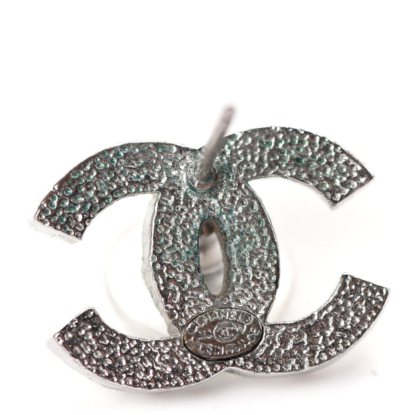 Baguette Crystal CC Earrings Silver