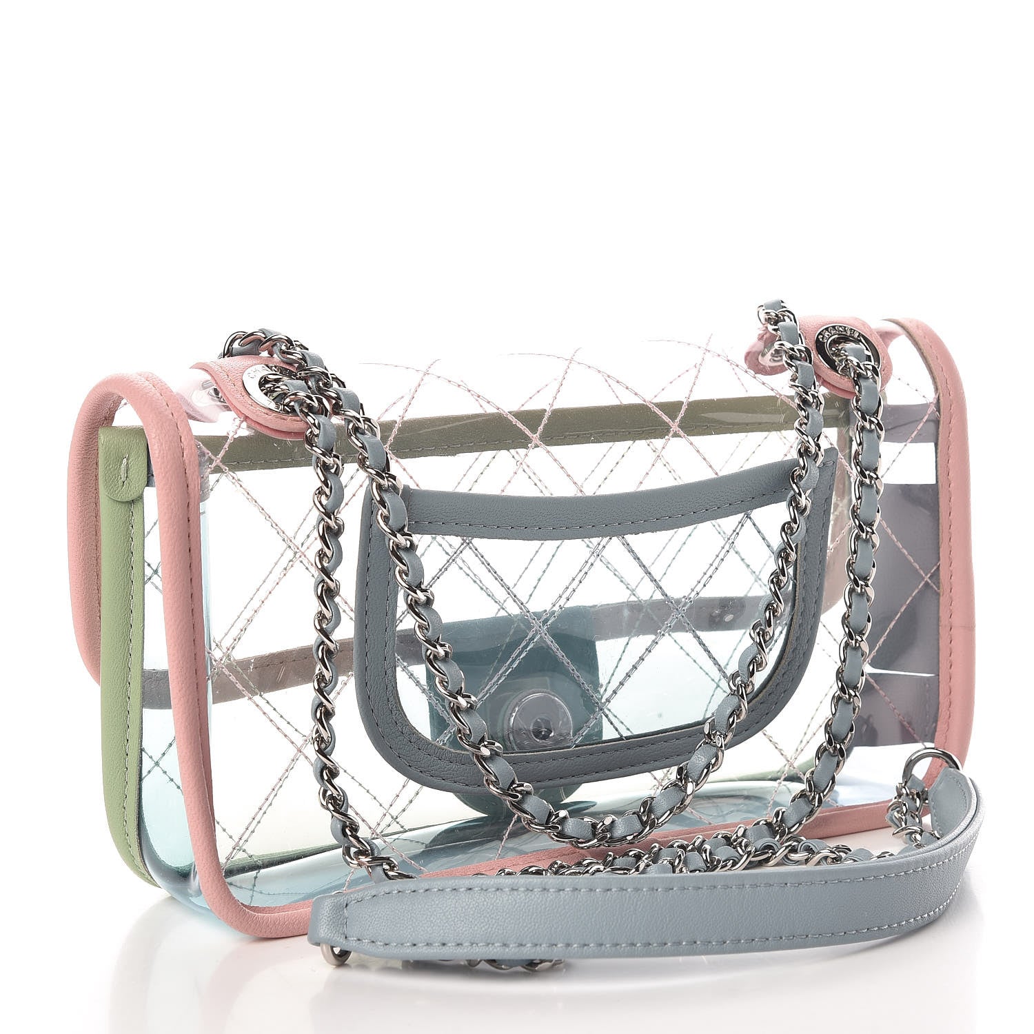 Chanel Lambskin PVC Quilted Mini Coco Splash Flap Blue Green 3 of 7