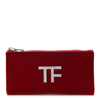 Tom Ford Velvet Crystal TF Clutch Dark Red 1 of 15