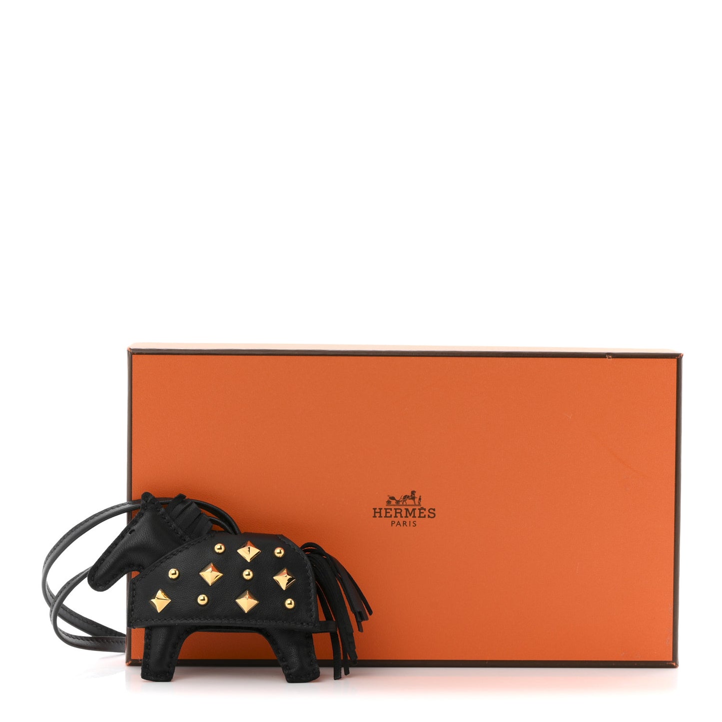 Milo Lambskin Studded Grigri Rodeo Robeo Rock Horse Bag Charm PM Black