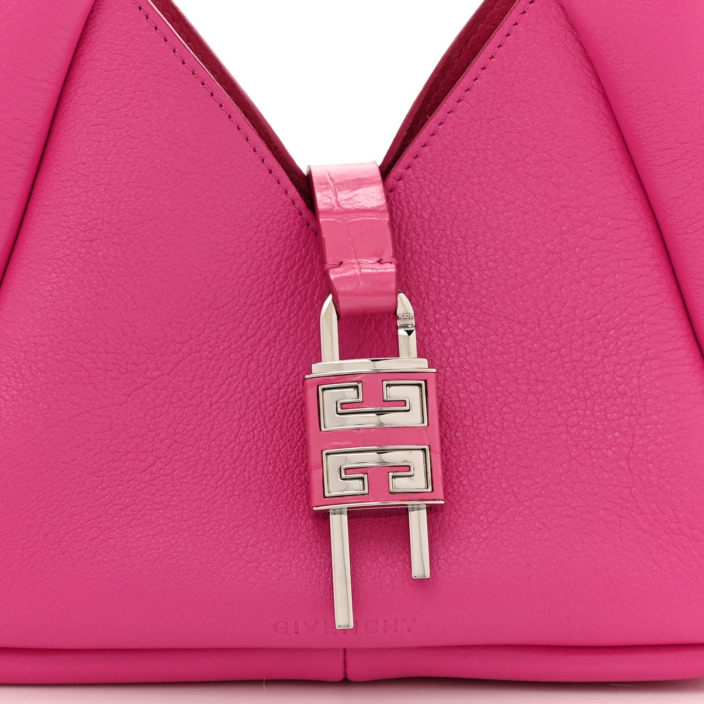 Grained Calfskin Mini G-Lock Hobo Neon Pink