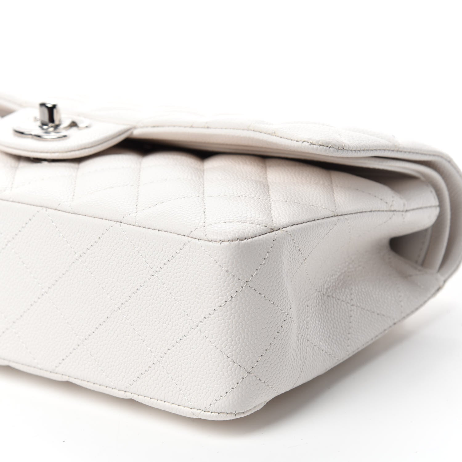 Chanel Caviar Quilted Medium Double Flap White 8 of 12