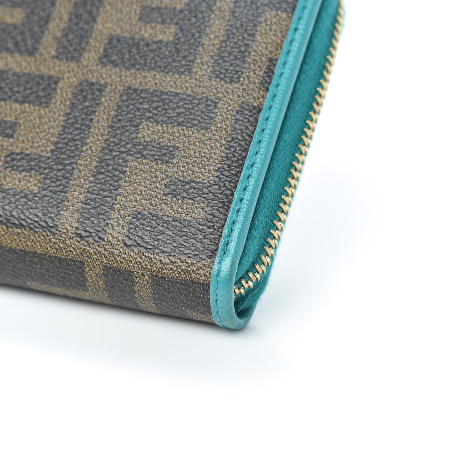 Fendi Zucca Spalmati Vitello Elite Zip Around Wallet Tobacco Lago 8 of 9