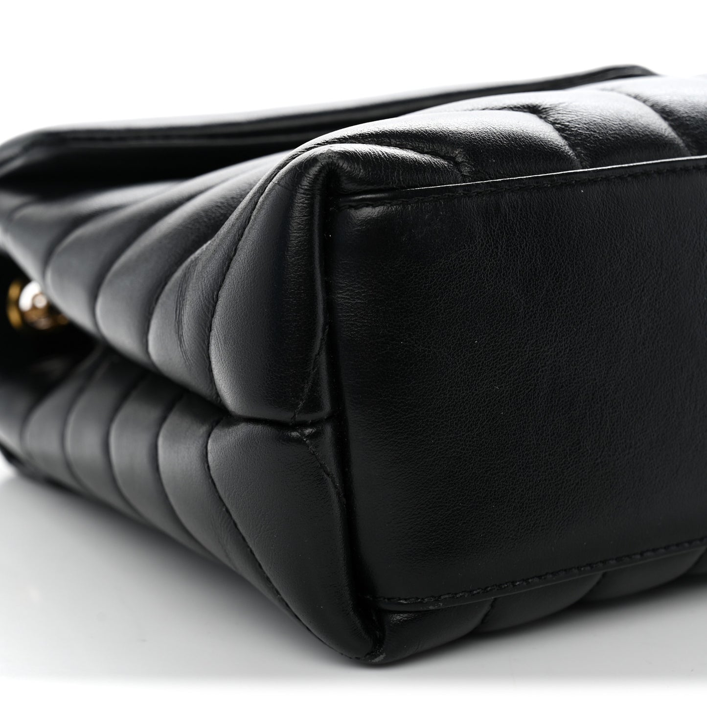 Calfskin Y Quilted Monogram Small Loulou Chain Satchel Black