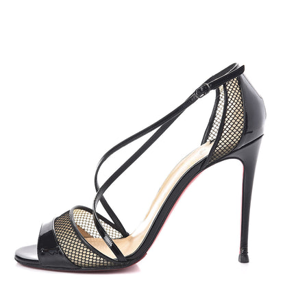 Christian Louboutin Patent Mesh Silkova 100 Sandals 40.5 Black 1 of 16