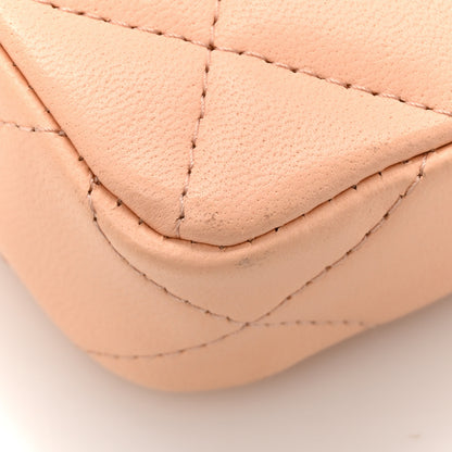 Chanel Lambskin Quilted Tiny Shopping Clutch With Chain Light Beige 12 of 15