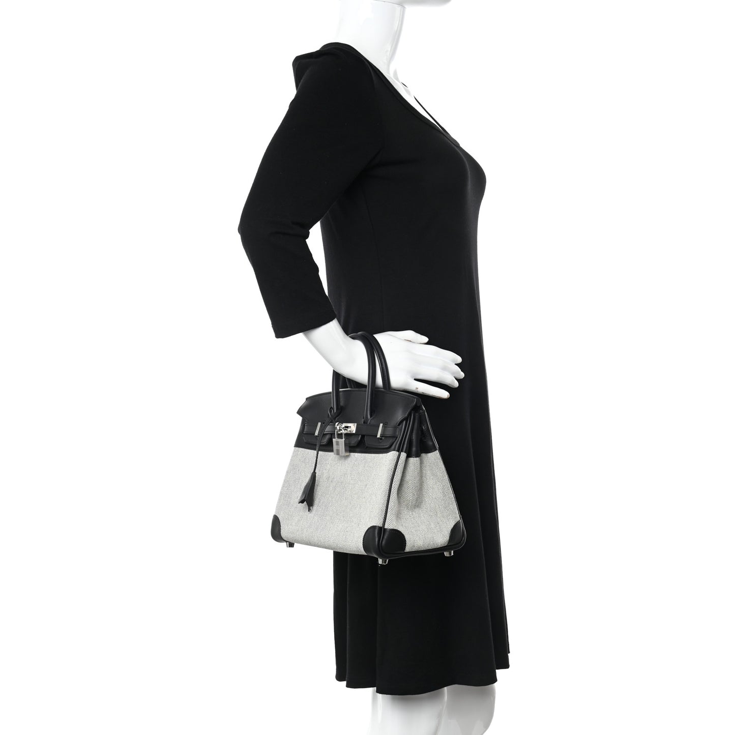 Toile H Swift Birkin 25 Ecru Black