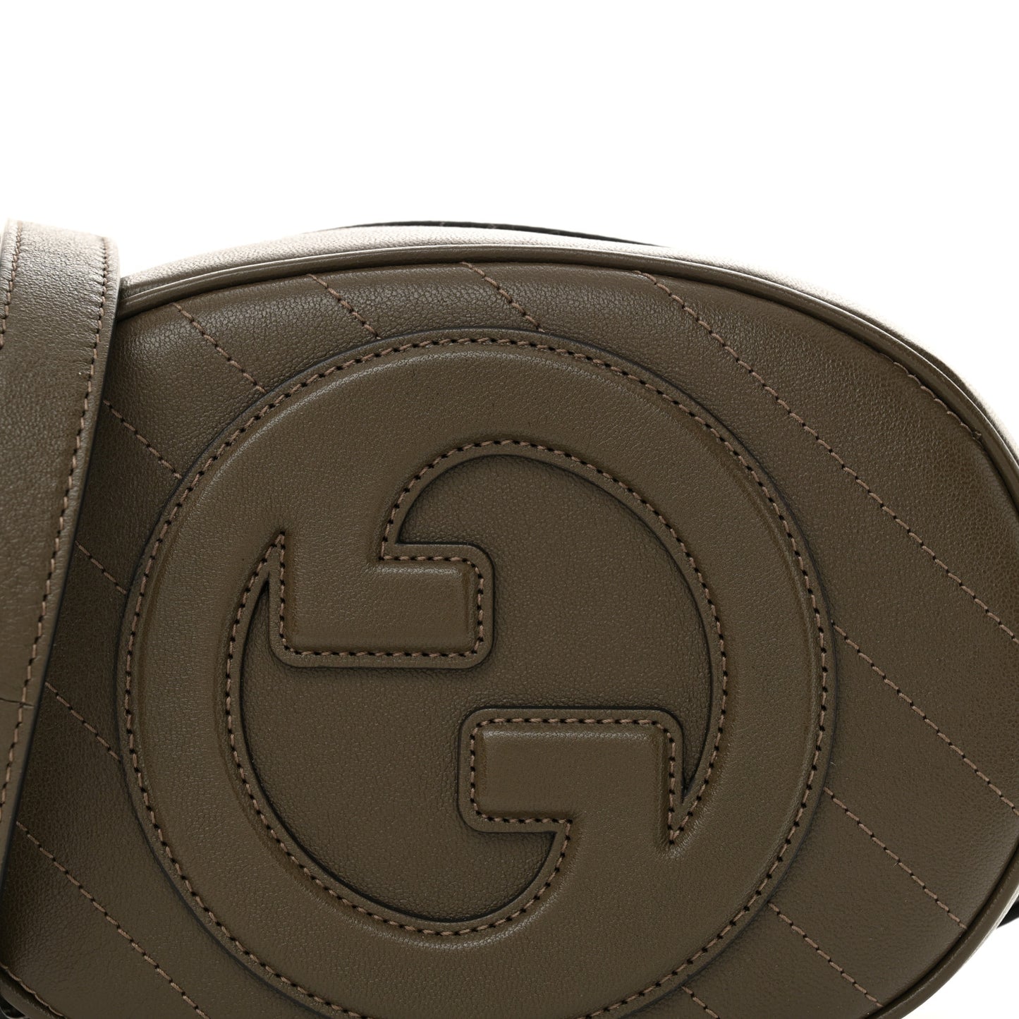 Sakai Be Green Calfskin Diagonal Stitched Mini Blondie Shoulder Bag Craclet Brown