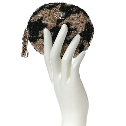 Chanel Tweed Shearling Quilted Coin Purse Beige Black 2 of 9