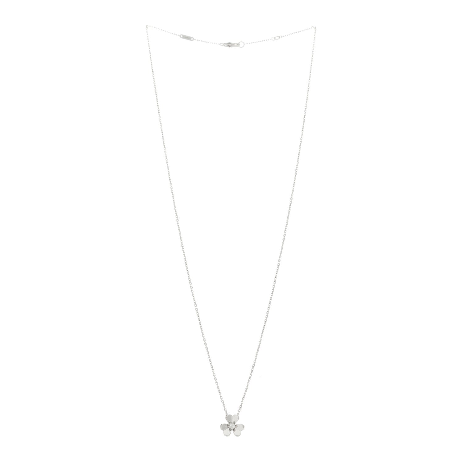 Van Cleef & Arpels 18K White Gold Diamond Mini Frivole Pendant Necklace 3 of 6