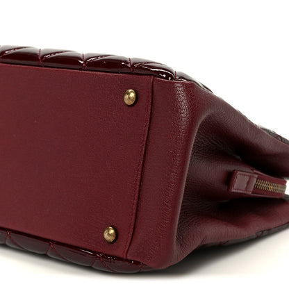Chanel Patent Goatskin Quilted Small CC Eyelet Tote Burgundy 12 of 12