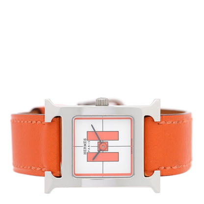 Hermes Stainless Steel Swift 21mm Heure H Hour Quartz Watch Orange 2 of 5