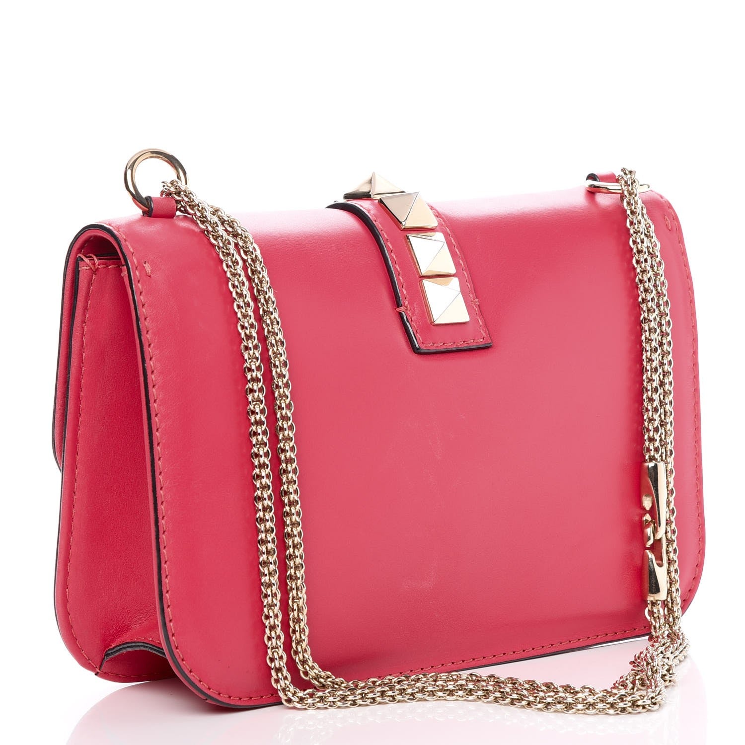 Valentino Garavani Vitello Medium Glam Lock Rockstud Flap Deep Rose 3 of 11