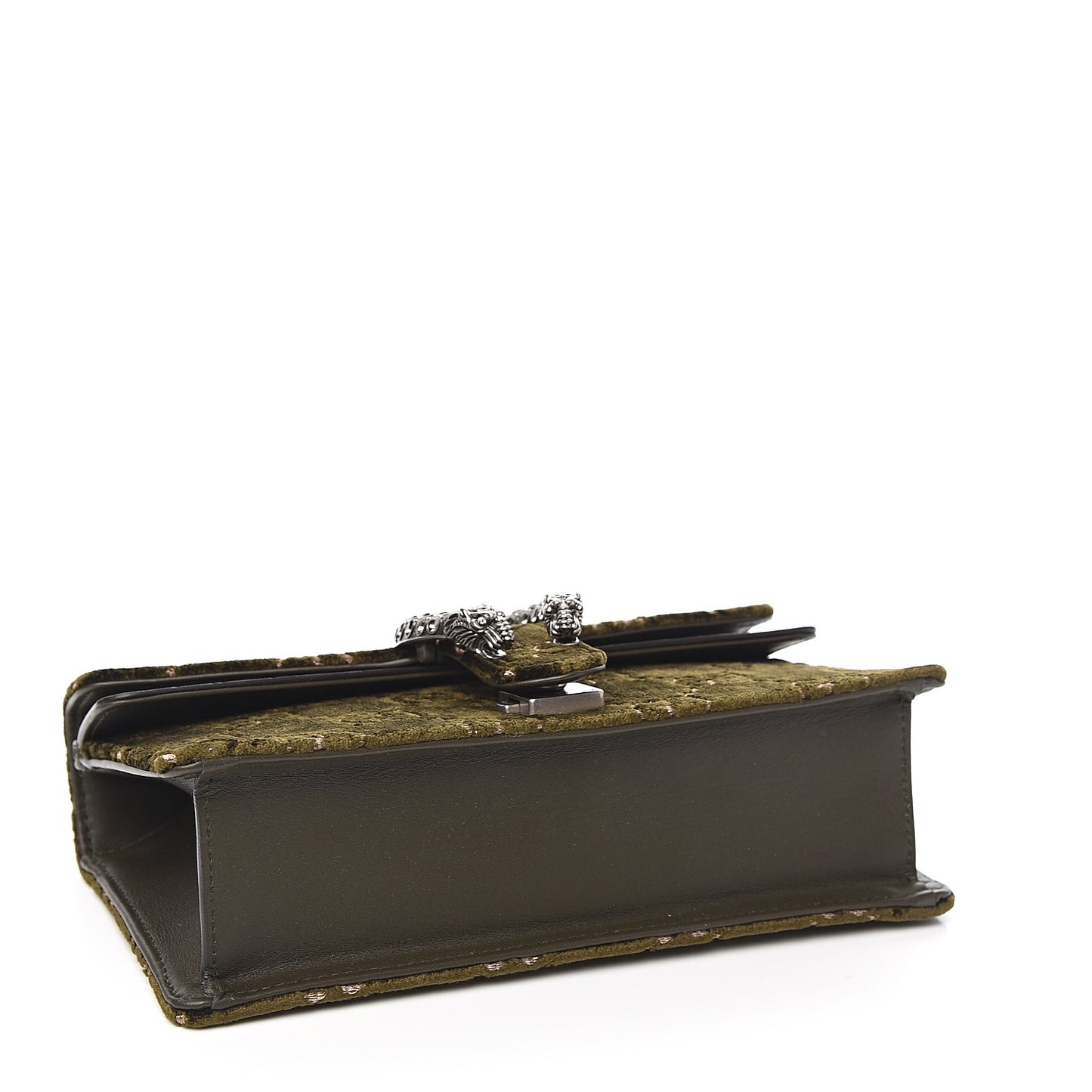 Velvet Moon Calfskin Crystal GG Monogram Small Dionysus Shoulder Bag Dark Olive Rose Gold